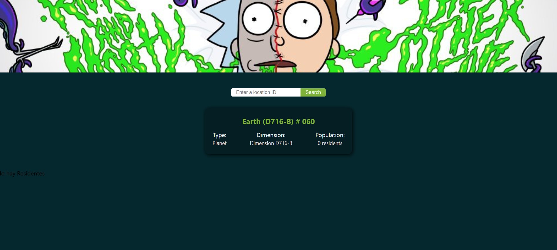 Vista de Rick and Morty Character Explorer